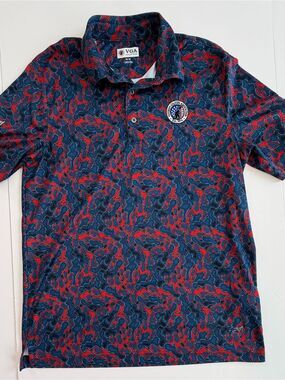VGA Men’s Navy & Red Patterned Polo-Med